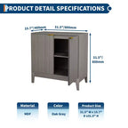31.5" Fluted Storage Cabinet with Gold Handles and Adjustable Shelf - Oak Finish Buffet Sideboard