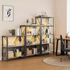 Industrial Bookcase - Modern Metal Display Shelf Organizer for Living Room or Office