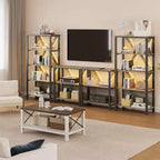 Industrial Bookcase - Modern Metal Display Shelf Organizer for Living Room or Office