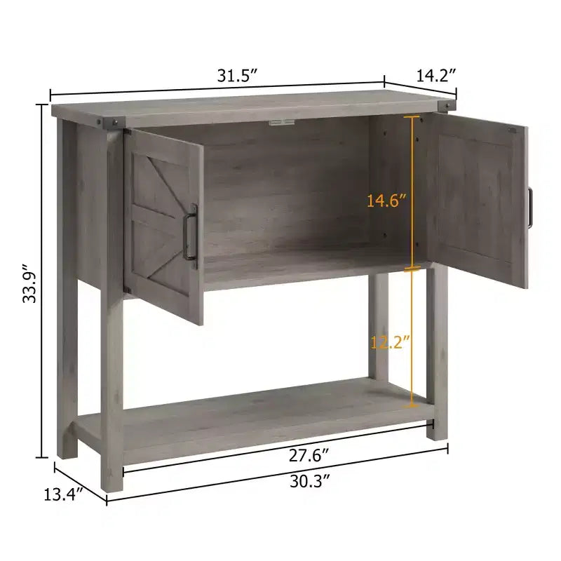 Sofa Tables with Double Door, Console Table with Storage Shelf and Open Shelf, Wooden Console Table, Entryway Table for Kitchen, Dining Room
