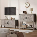Sofa Tables with Double Door, Console Table with Storage Shelf and Open Shelf, Wooden Console Table, Entryway Table for Kitchen, Dining Room
