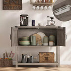 Sofa Tables with Double Door, Console Table with Storage Shelf and Open Shelf, Wooden Console Table, Entryway Table for Kitchen, Dining Room