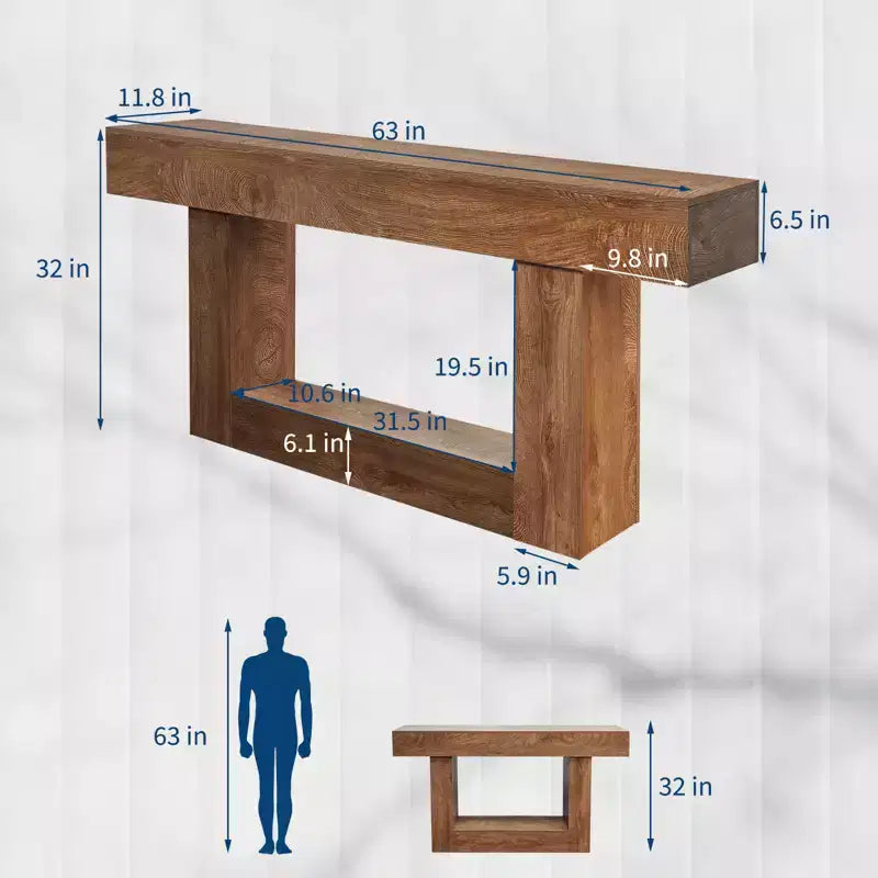63 Long Console Table for Entryway - Farmhouse Sofa Table Behind Couch, Hallway & Living Room Table, Rustic Wood Entry Table for Foyer, Home Decor