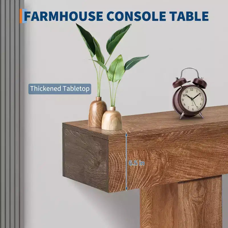 63 Long Console Table for Entryway - Farmhouse Sofa Table Behind Couch, Hallway & Living Room Table, Rustic Wood Entry Table for Foyer, Home Decor