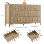 7 Drawer Dresser for Bedroom, 54W Wooden Chest of Drawers with Metal Handles, Fluted Clothes Storage Organizer, Dresser TV Stand for Hallway