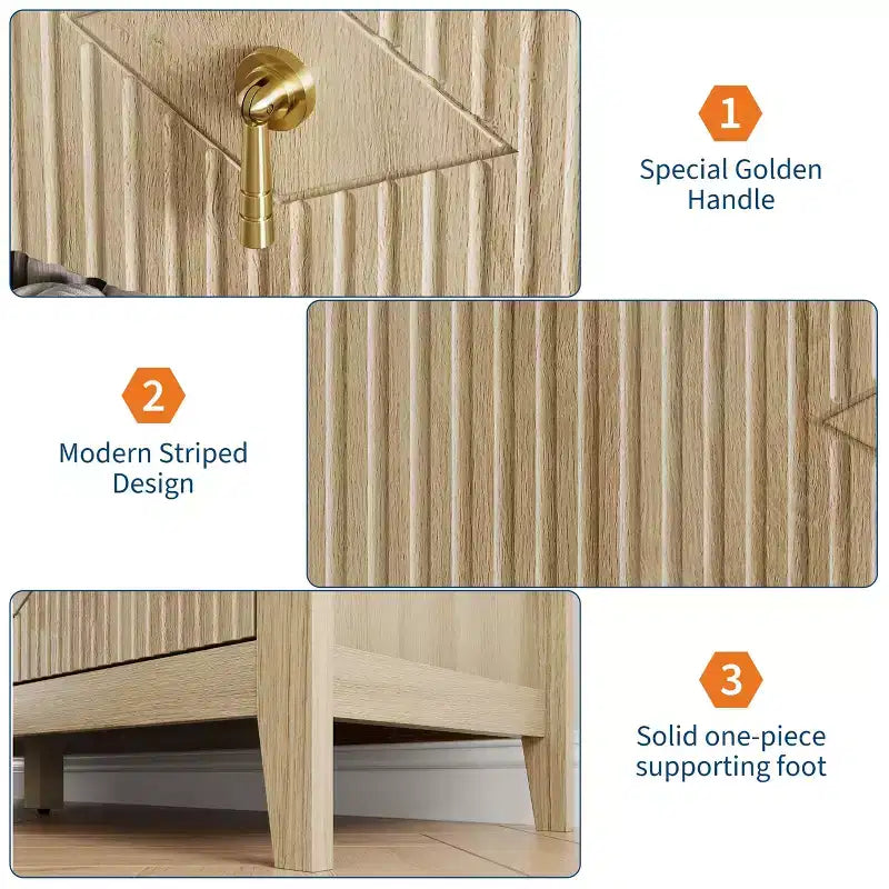 7 Drawer Dresser for Bedroom, 54W Wooden Chest of Drawers with Metal Handles, Fluted Clothes Storage Organizer, Dresser TV Stand for Hallway