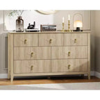 7 Drawer Dresser for Bedroom, 54W Wooden Chest of Drawers with Metal Handles, Fluted Clothes Storage Organizer, Dresser TV Stand for Hallway