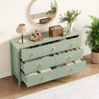 7 Drawer Dresser for Bedroom, 54W Wooden Chest of Drawers with Metal Handles, Fluted Clothes Storage Organizer, Dresser TV Stand for Hallway
