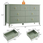 7 Drawer Dresser for Bedroom, 54W Wooden Chest of Drawers with Metal Handles, Fluted Clothes Storage Organizer, Dresser TV Stand for Hallway