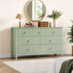 7 Drawer Dresser for Bedroom, 54W Wooden Chest of Drawers with Metal Handles, Fluted Clothes Storage Organizer, Dresser TV Stand for Hallway
