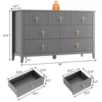 7 Drawer Dresser for Bedroom, 54W Wooden Chest of Drawers with Metal Handles, Fluted Clothes Storage Organizer, Dresser TV Stand for Hallway
