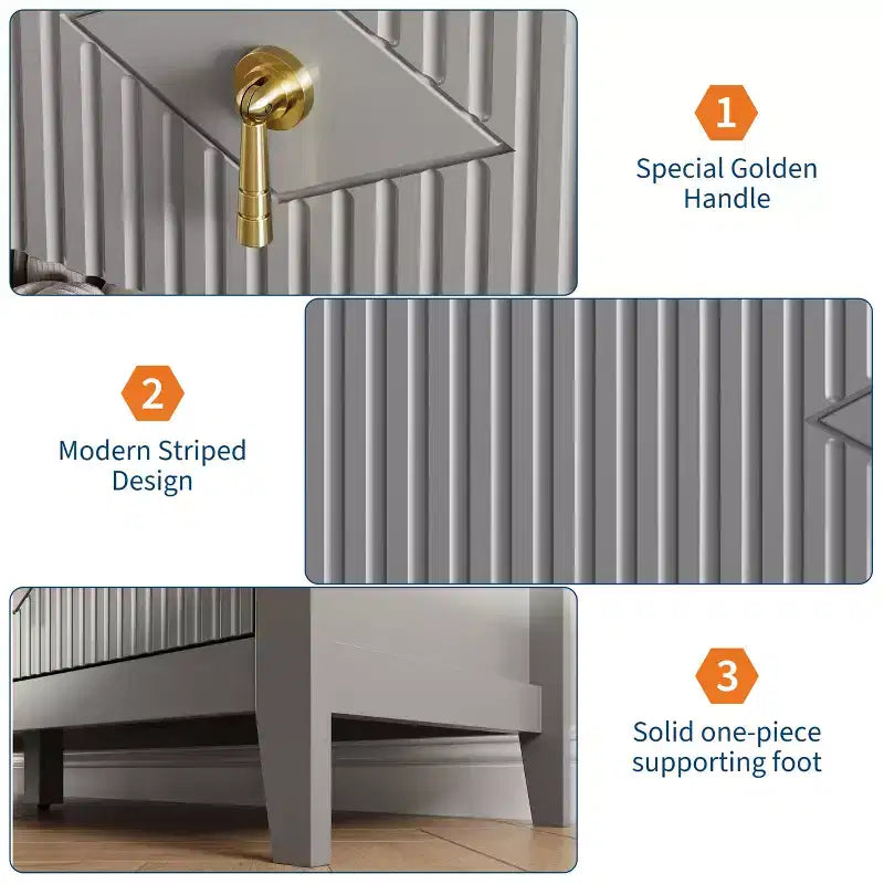 7 Drawer Dresser for Bedroom, 54W Wooden Chest of Drawers with Metal Handles, Fluted Clothes Storage Organizer, Dresser TV Stand for Hallway