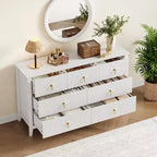 7 Drawer Dresser for Bedroom, 54W Wooden Chest of Drawers with Metal Handles, Fluted Clothes Storage Organizer, Dresser TV Stand for Hallway