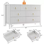 7 Drawer Dresser for Bedroom, 54W Wooden Chest of Drawers with Metal Handles, Fluted Clothes Storage Organizer, Dresser TV Stand for Hallway