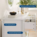 7 Drawer Dresser for Bedroom, 54W Wooden Chest of Drawers with Metal Handles, Fluted Clothes Storage Organizer, Dresser TV Stand for Hallway