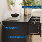 7 Drawer Dresser for Bedroom, 54W Wooden Chest of Drawers with Metal Handles, Fluted Clothes Storage Organizer, Dresser TV Stand for Hallway