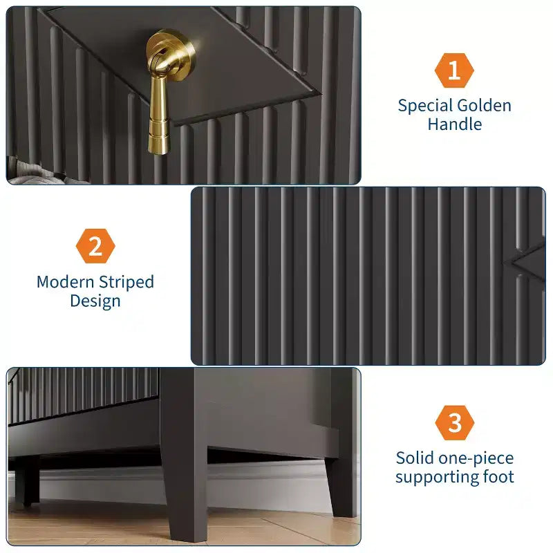 7 Drawer Dresser for Bedroom, 54W Wooden Chest of Drawers with Metal Handles, Fluted Clothes Storage Organizer, Dresser TV Stand for Hallway