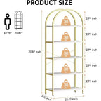 6-Tier Tall Bookcase - Metal & Wood Industrial Display Shelf for Home Office or Living Room, 2-Pack
