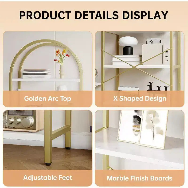 6-Tier Tall Bookcase - Metal & Wood Industrial Display Shelf for Home Office or Living Room, 2-Pack