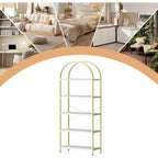 6-Tier Tall Bookcase - Metal & Wood Industrial Display Shelf for Home Office or Living Room, 2-Pack
