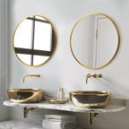 20" Round Hanging Mirror - Gold Aluminum Alloy Thin Edge
