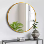 20" Round Hanging Mirror - Gold Aluminum Alloy Thin Edge