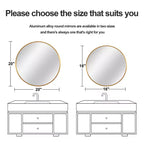 20" Round Hanging Mirror - Gold Aluminum Alloy Thin Edge