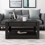 Square Wood Coffee Table with Drawer and Open Shelf - 31.5"W, Gray