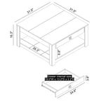 Square Wood Coffee Table with Drawer and Open Shelf - 31.5"W, Gray