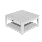 Square Wood Coffee Table with Drawer and Open Shelf - 31.5"W, Gray