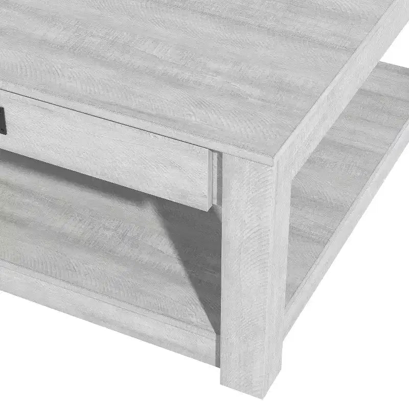 Square Wood Coffee Table with Drawer and Open Shelf - 31.5"W, Gray