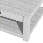 Square Wood Coffee Table with Drawer and Open Shelf - 31.5"W, Gray
