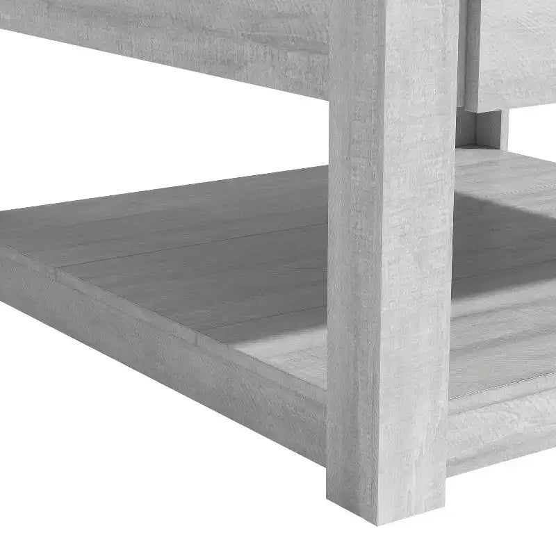 Square Wood Coffee Table with Drawer and Open Shelf - 31.5"W, Gray