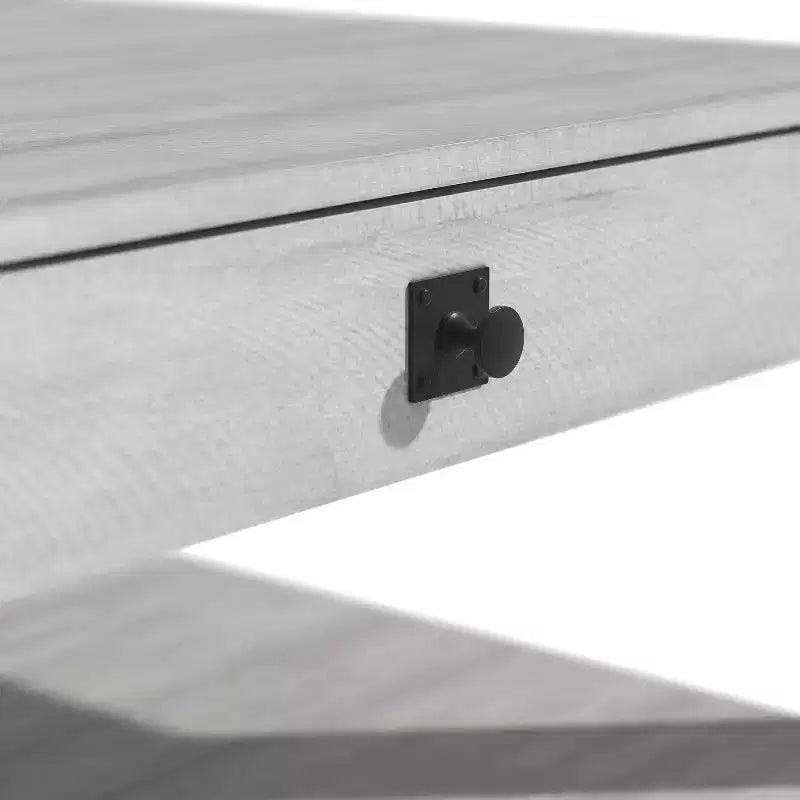 Square Wood Coffee Table with Drawer and Open Shelf - 31.5"W, Gray