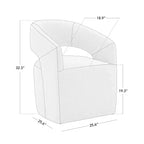 Modern Barrel Dining Chair with Caster Wheels and Open Back - No Assembly Required