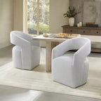Modern Barrel Dining Chair with Caster Wheels and Open Back - No Assembly Required