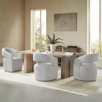 Modern Barrel Dining Chair with Caster Wheels and Open Back - No Assembly Required