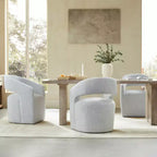 Modern Barrel Dining Chair with Caster Wheels and Open Back - No Assembly Required