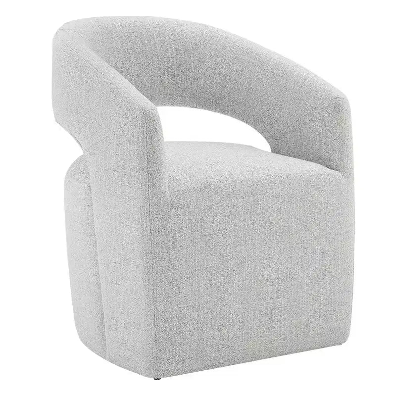 Modern Barrel Dining Chair with Caster Wheels and Open Back - No Assembly Required