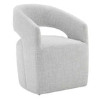 Modern Barrel Dining Chair with Caster Wheels and Open Back - No Assembly Required