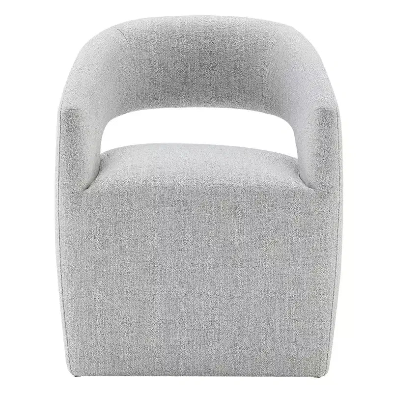 Modern Barrel Dining Chair with Caster Wheels and Open Back - No Assembly Required