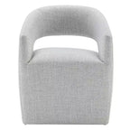 Modern Barrel Dining Chair with Caster Wheels and Open Back - No Assembly Required