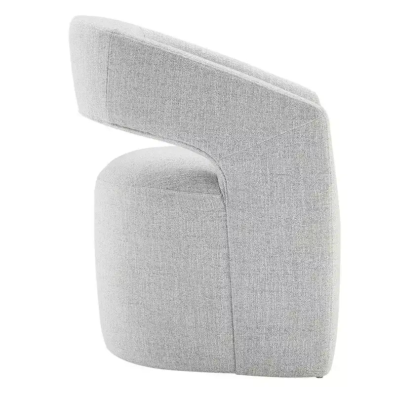 Modern Barrel Dining Chair with Caster Wheels and Open Back - No Assembly Required