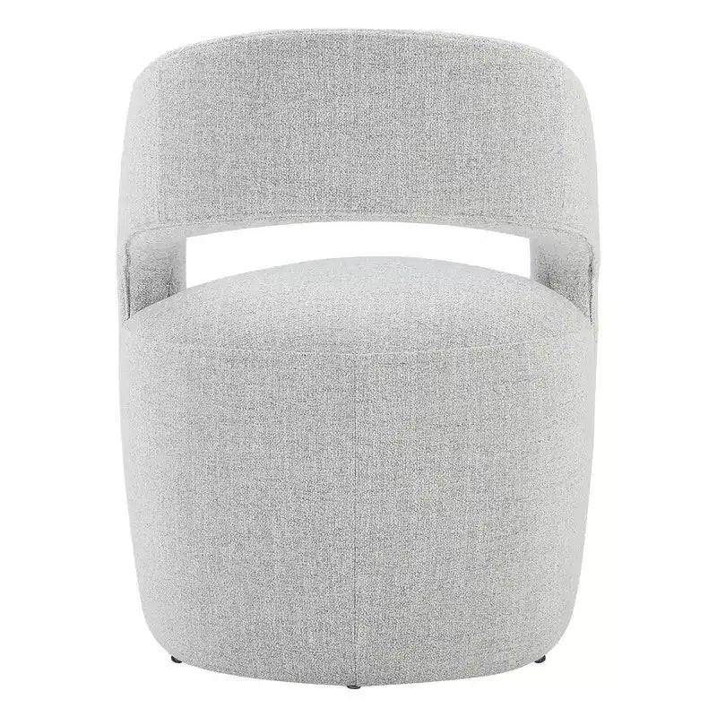 Modern Barrel Dining Chair with Caster Wheels and Open Back - No Assembly Required