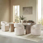 Modern Barrel Dining Chair with Caster Wheels and Open Back - No Assembly Required