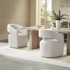 Modern Barrel Dining Chair with Caster Wheels and Open Back - No Assembly Required
