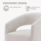 Modern Barrel Dining Chair with Caster Wheels and Open Back - No Assembly Required