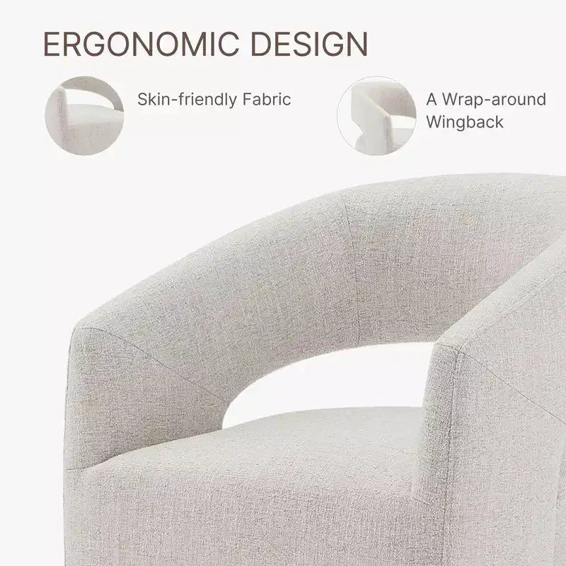 Modern Barrel Dining Chair with Caster Wheels and Open Back - No Assembly Required