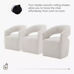 Modern Barrel Dining Chair with Caster Wheels and Open Back - No Assembly Required