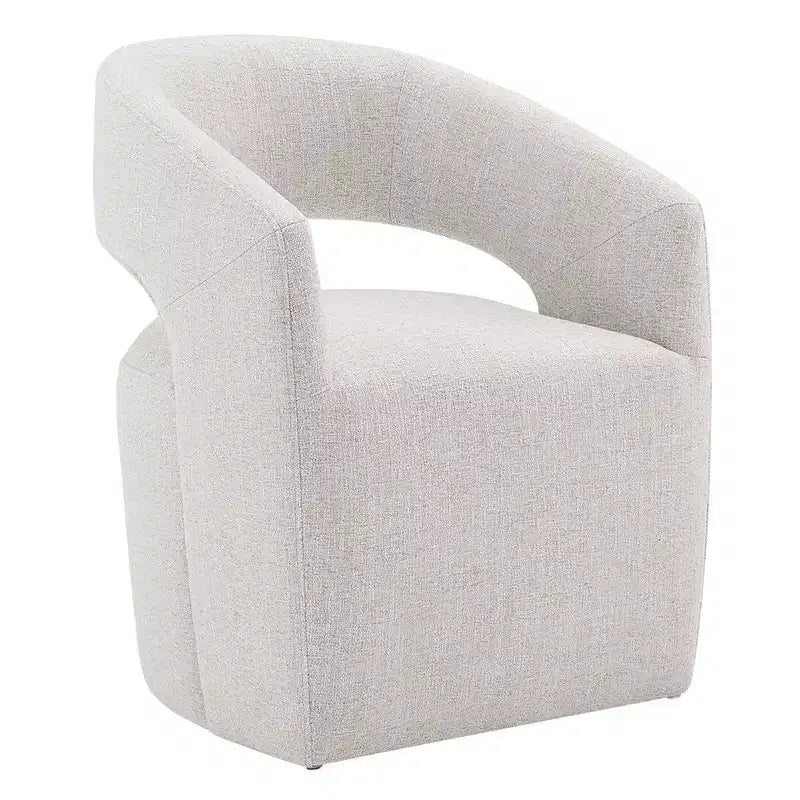 Modern Barrel Dining Chair with Caster Wheels and Open Back - No Assembly Required